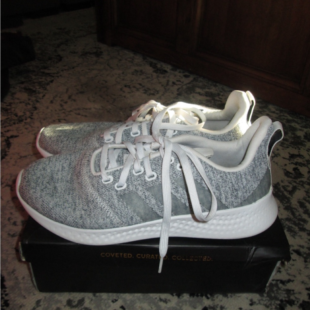 Adidas Gray and White Athletic Sneakers
